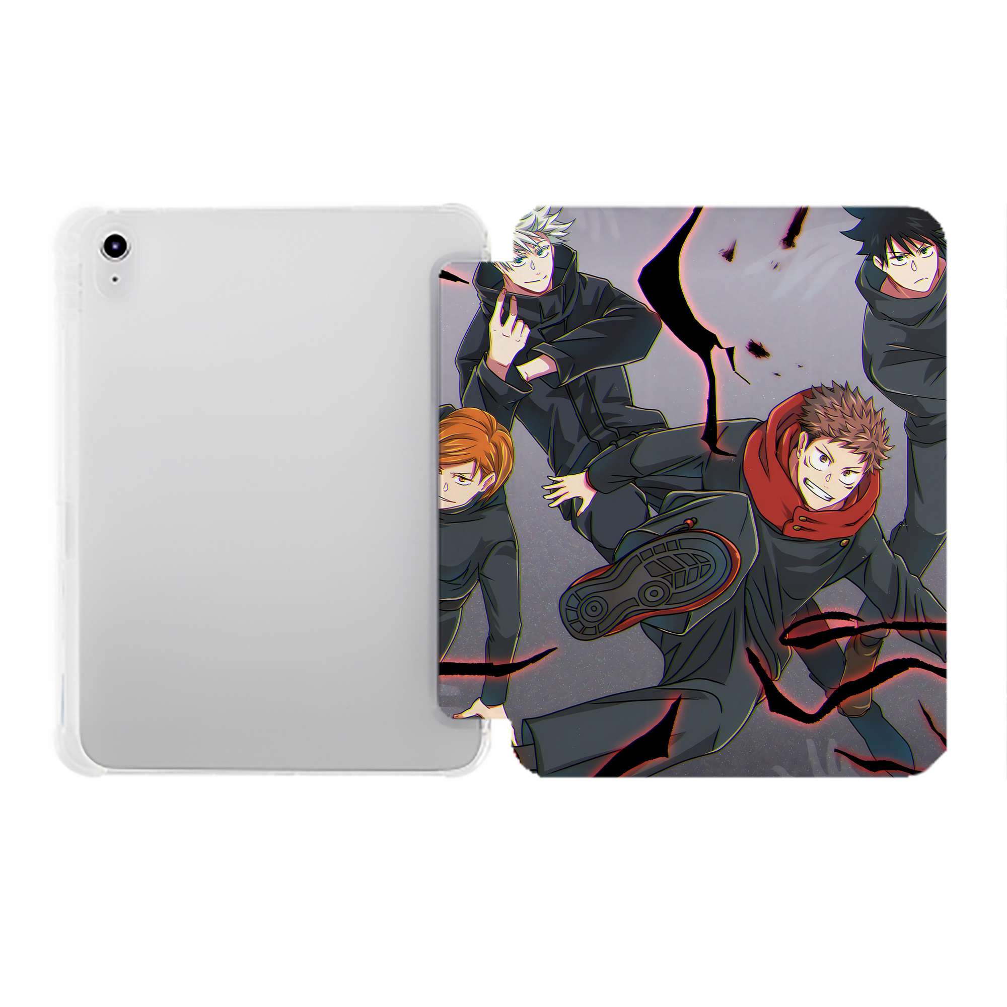 （画像用） 呪術廻戦 Jujutsu Kaisen IPad ケース ペン収納付き 三つ折りスタンド PUレザー×シリコン 対応機種9.5/10.5/10.9インチ